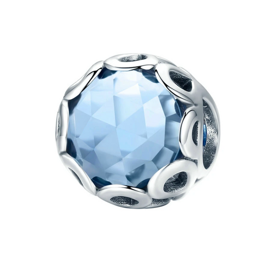 Blue Cubic Zirconia & Sterling Silver Faceted Charm