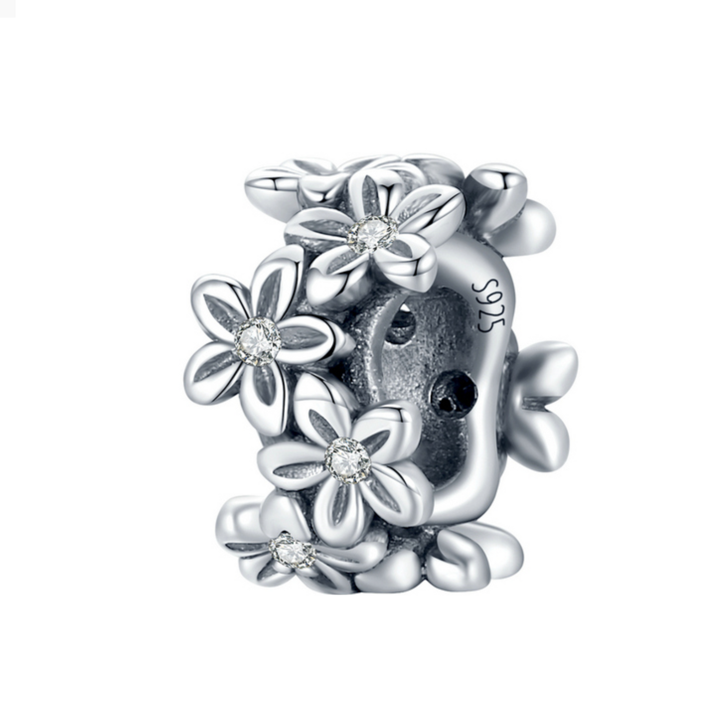 Sterling Silver Daisy Rondelle Charm