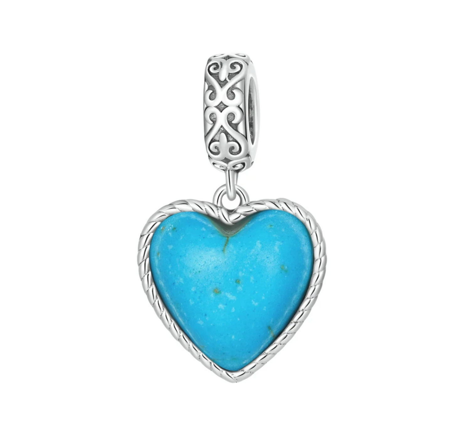 Blue Howlite & Sterling Silver Heart Charm