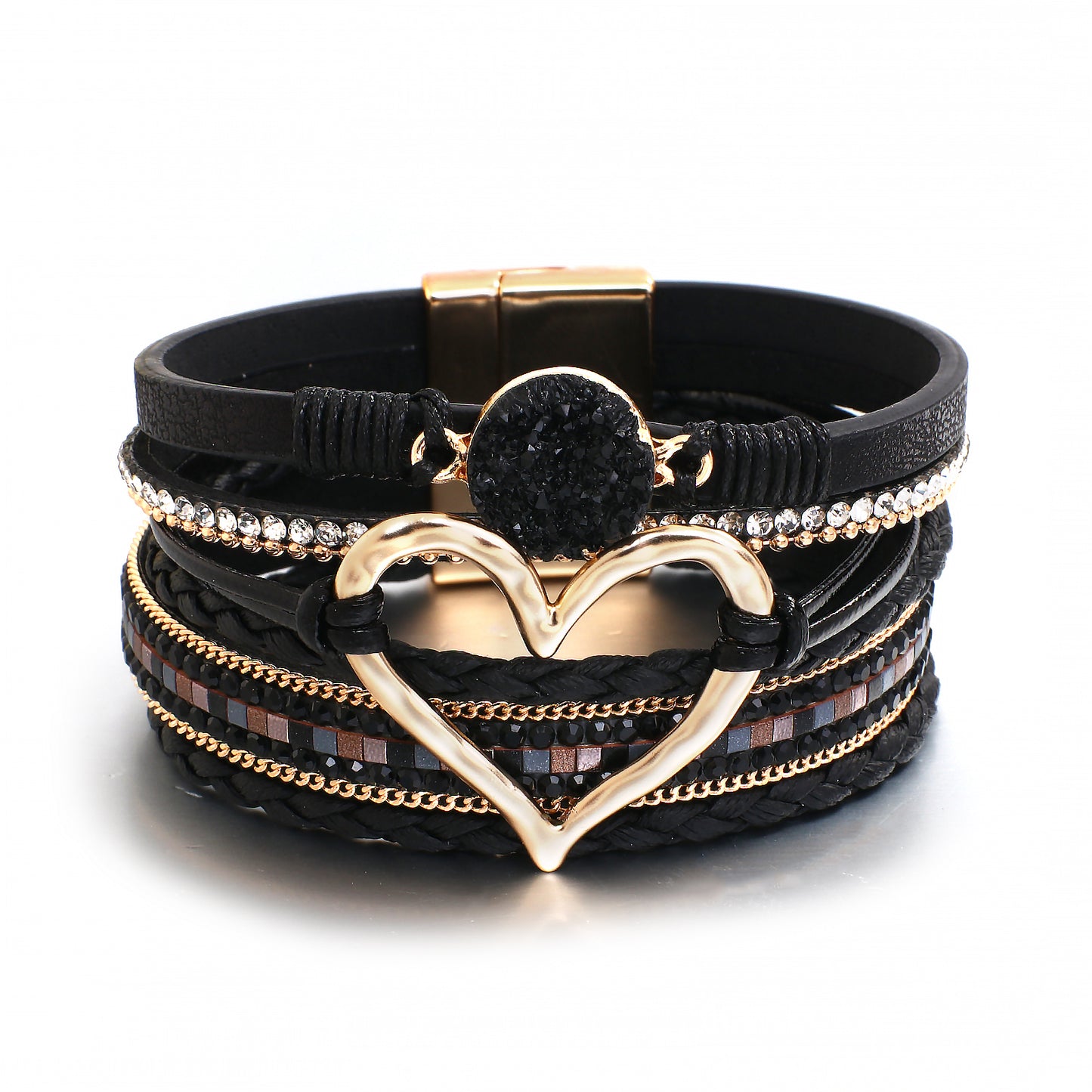 Faux Leather Heart Multi-strand Bracelet