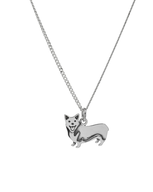 Sterling Silver Corgi Dog Pendant Necklace