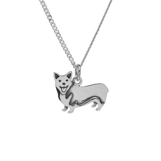 Sterling Silver Corgi Dog Pendant Necklace