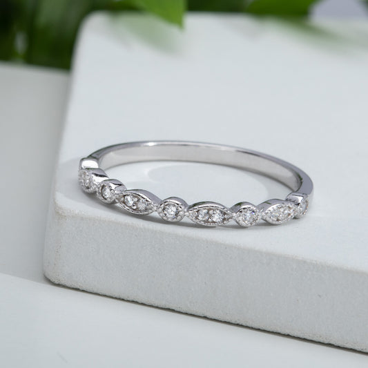 Cubic Zirconia & Sterling Silver Circular Stackable Ring