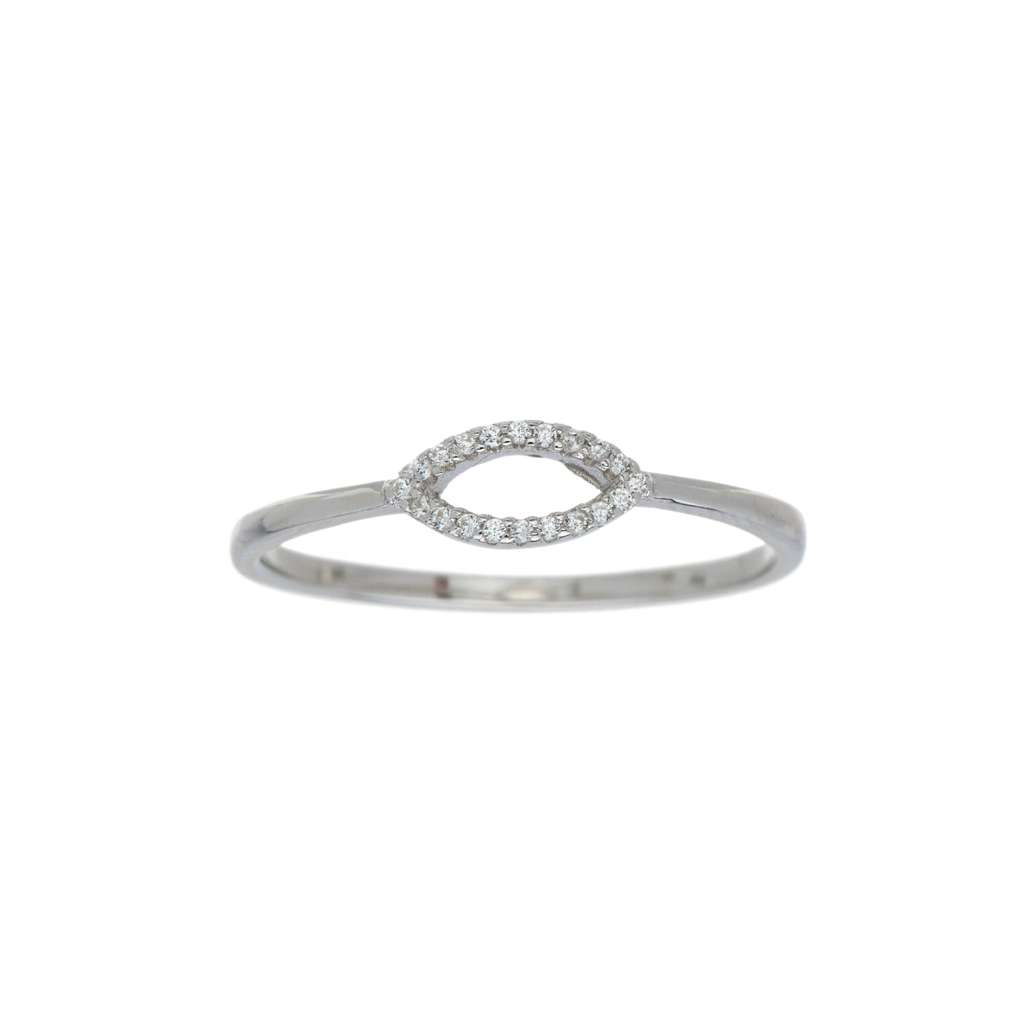 Cubic Zirconia & Sterling Silver Open Oval Ring