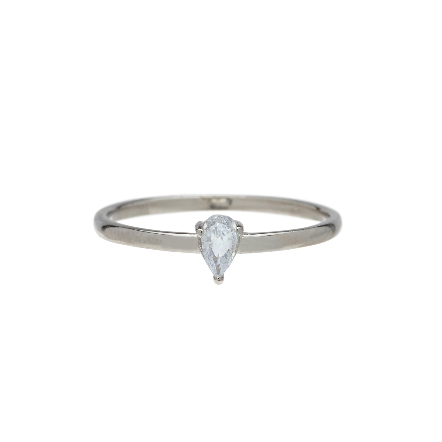 Sterling Silver & Cubic Zirconia Pear Ring