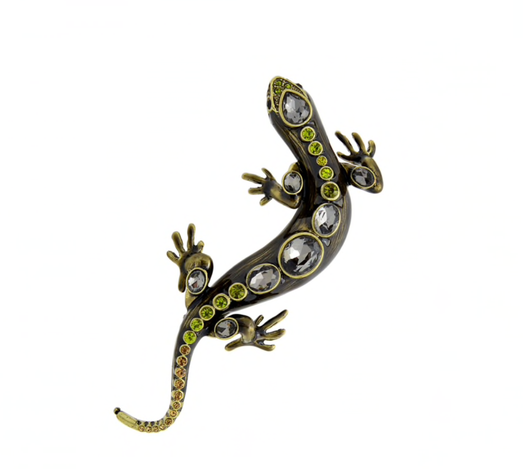 Crystal Lizard Brooch