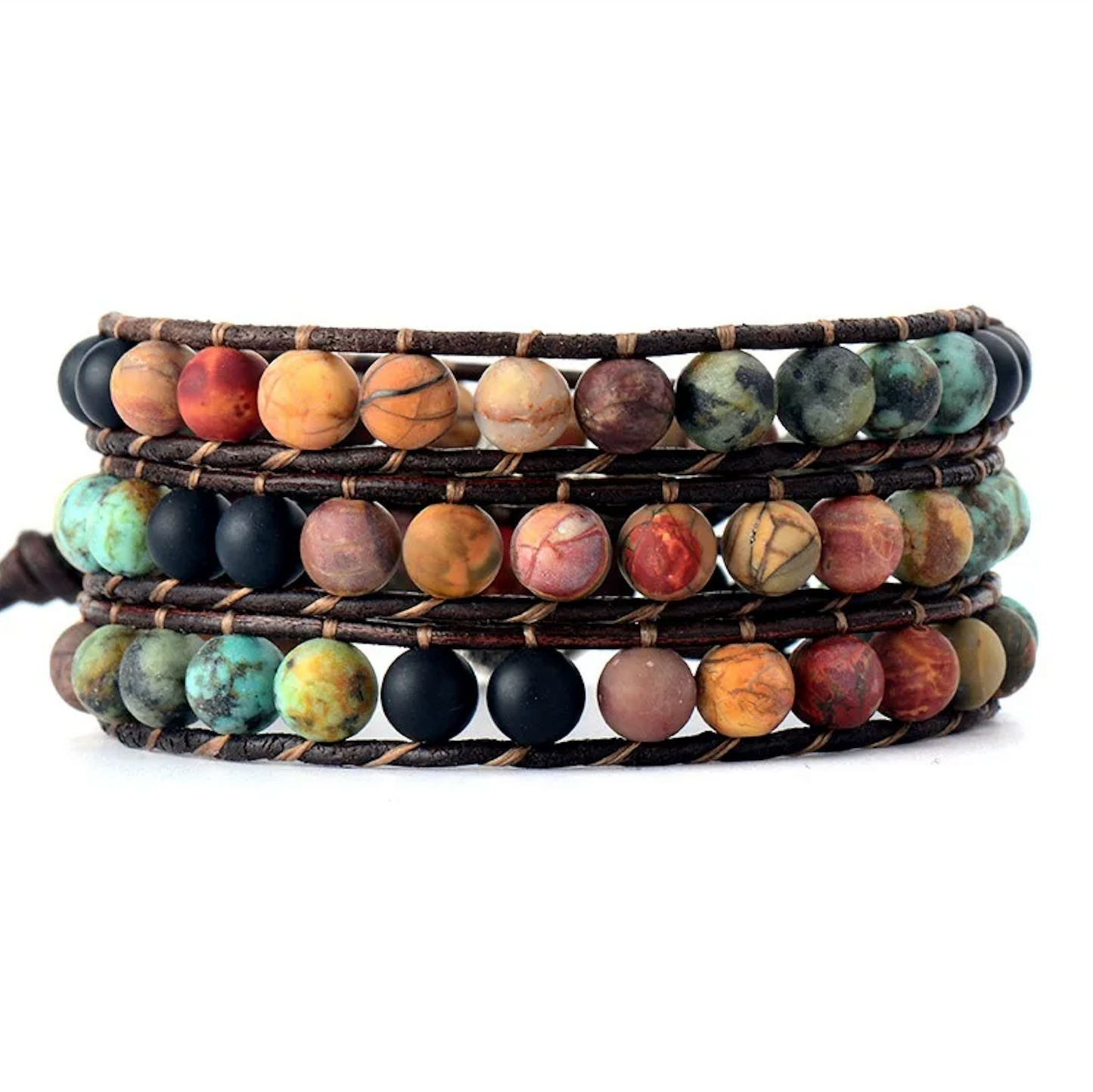 Multi Colored Jasper Beaded Wrap Bracelet