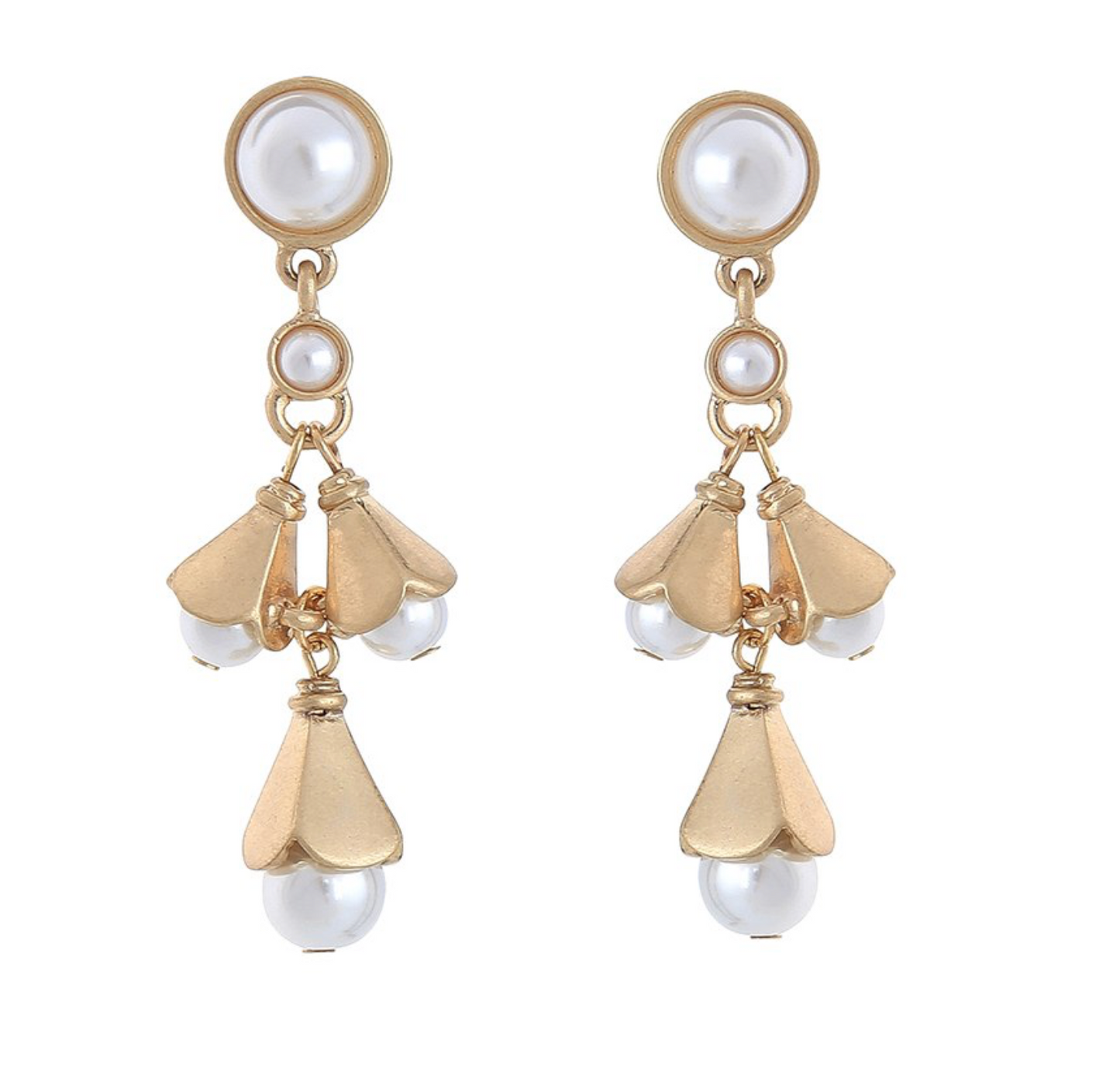 Goldtone Imitation Pearl Drop Earrings