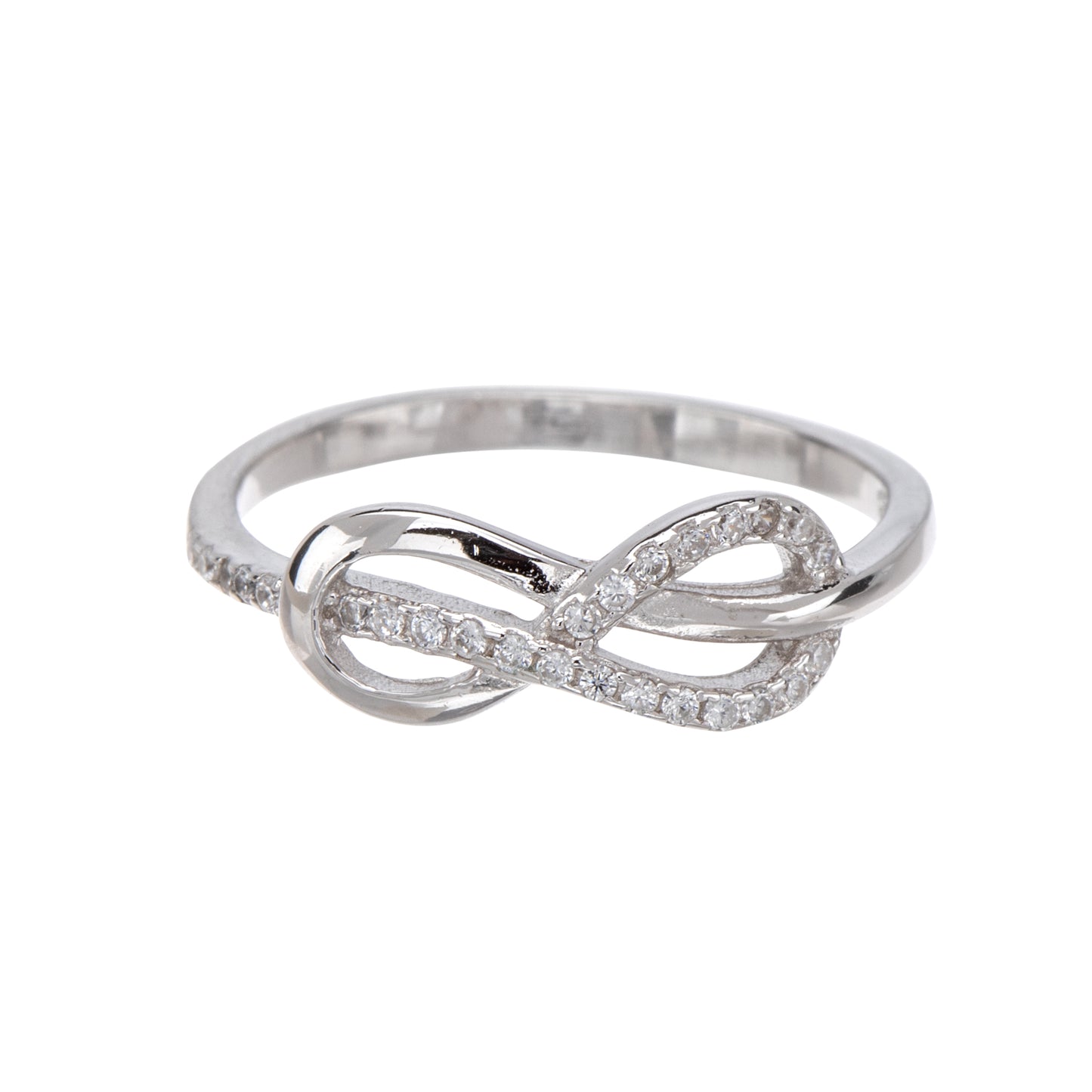 Cubic Zirconia & Sterling Silver Knotted Infinity Ring