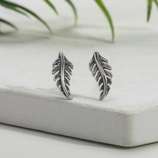 Sterling Silver Leaf Stud Earrings