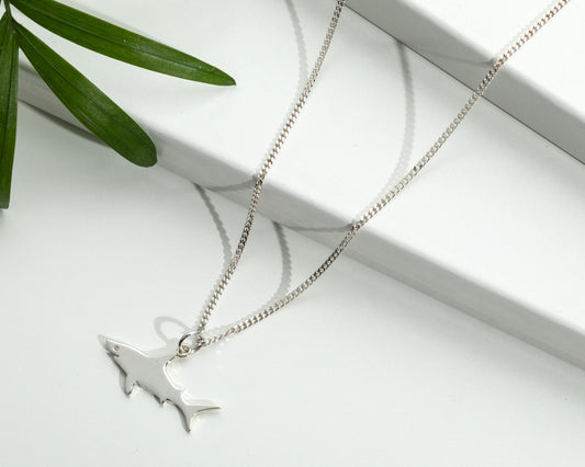 Sterling SIlver Shark Pendant Necklace