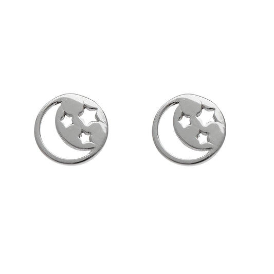 Sterling Silver Goodnight Moon Stud Earrings