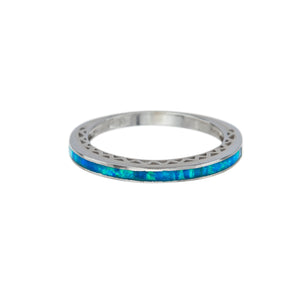 Blue Imitation Opal & Sterling Silver Iridescent Band
