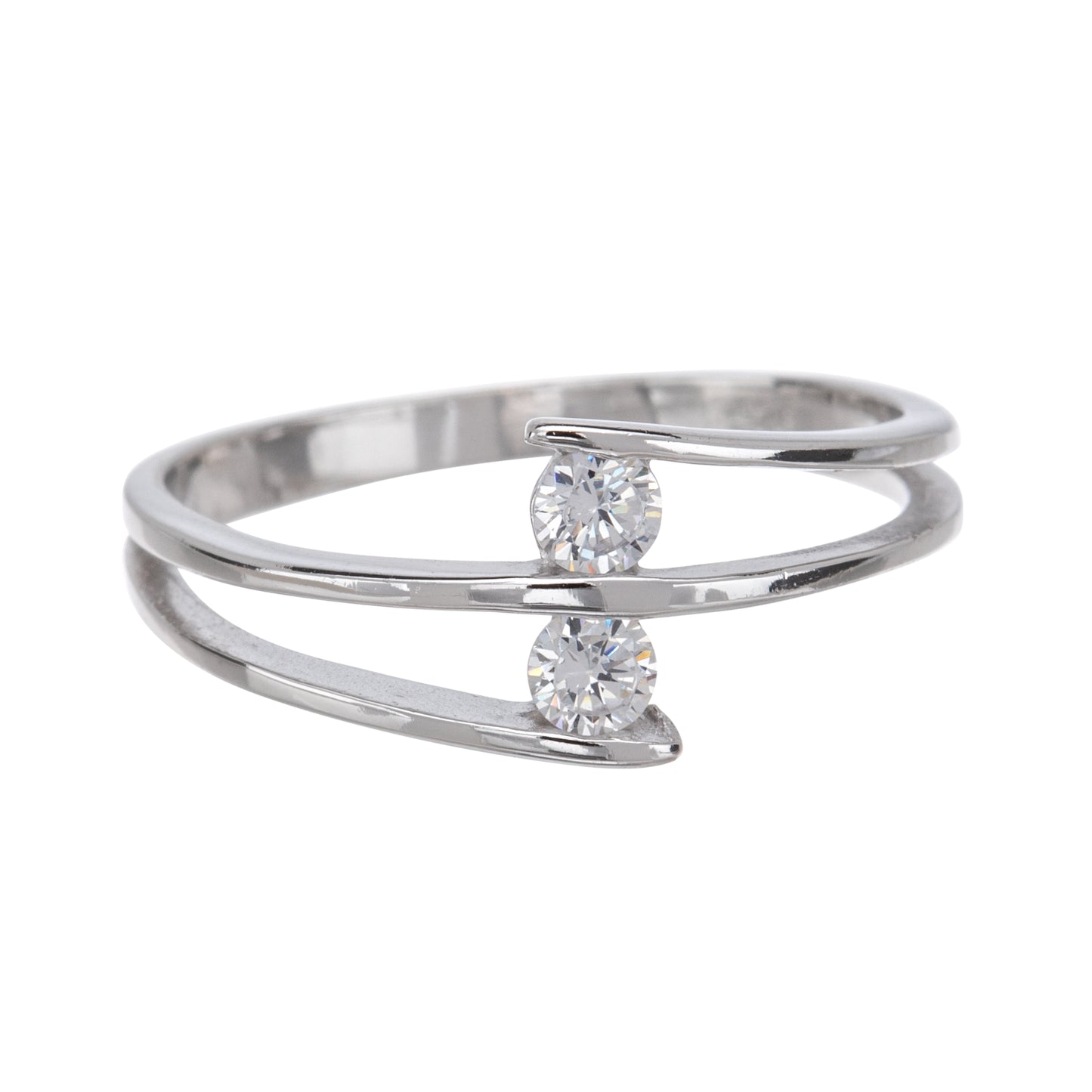 Cubic Zirconia & Sterling Silver Bypass Ring