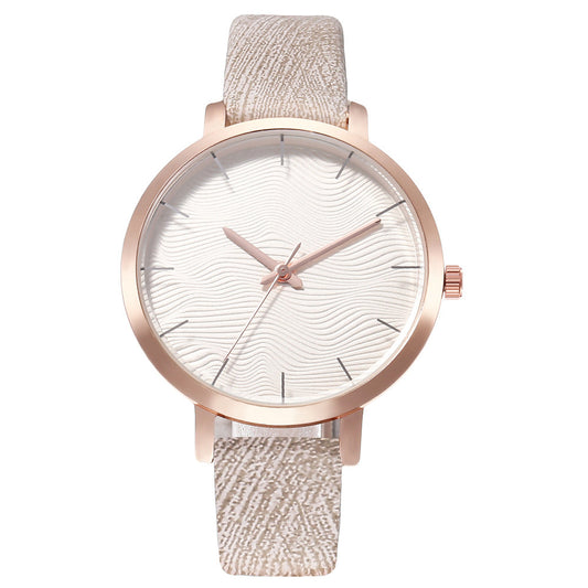 Goldtone Textured Face Watch