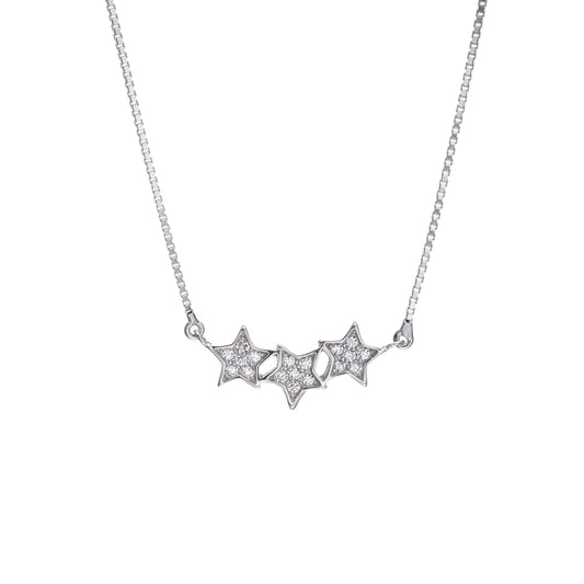 Cubic Zirconia & Sterling Silver Pavé Star Necklace