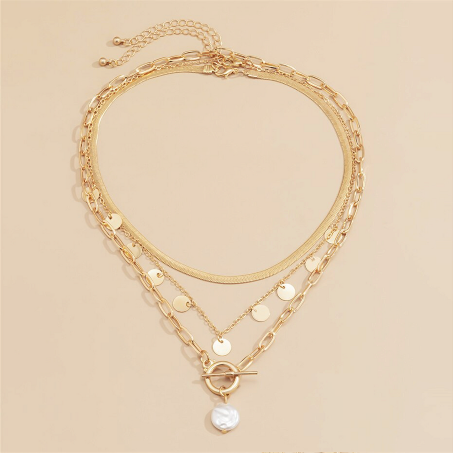 Imitation Pearl Goldtone Layered Necklace