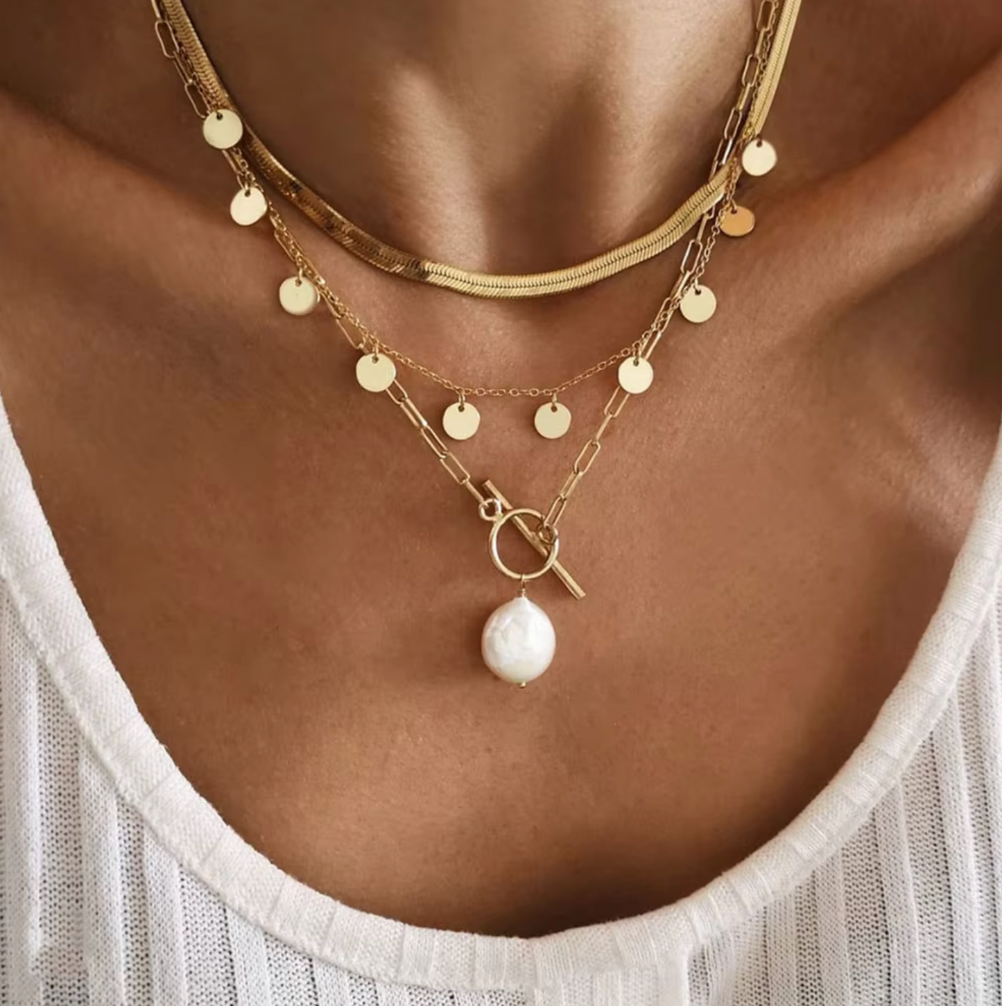 Imitation Pearl Goldtone Layered Necklace