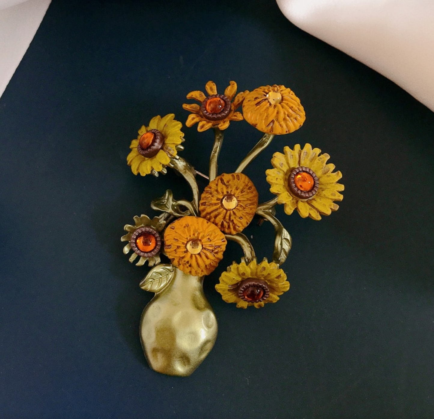 Goldtone Autumn Flower Bouquet Brooch