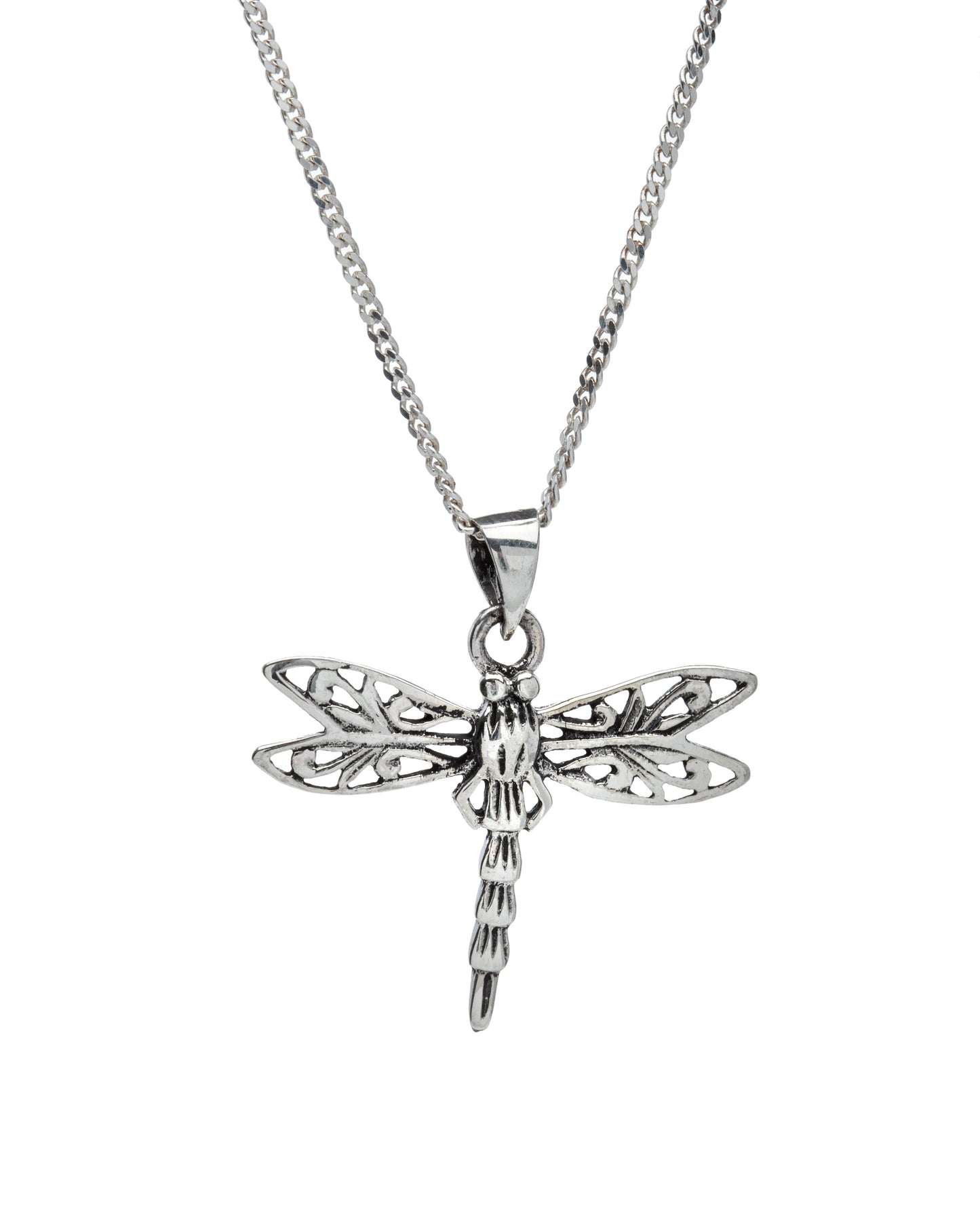 Sterling Silver Dragonfly Pendant Necklace