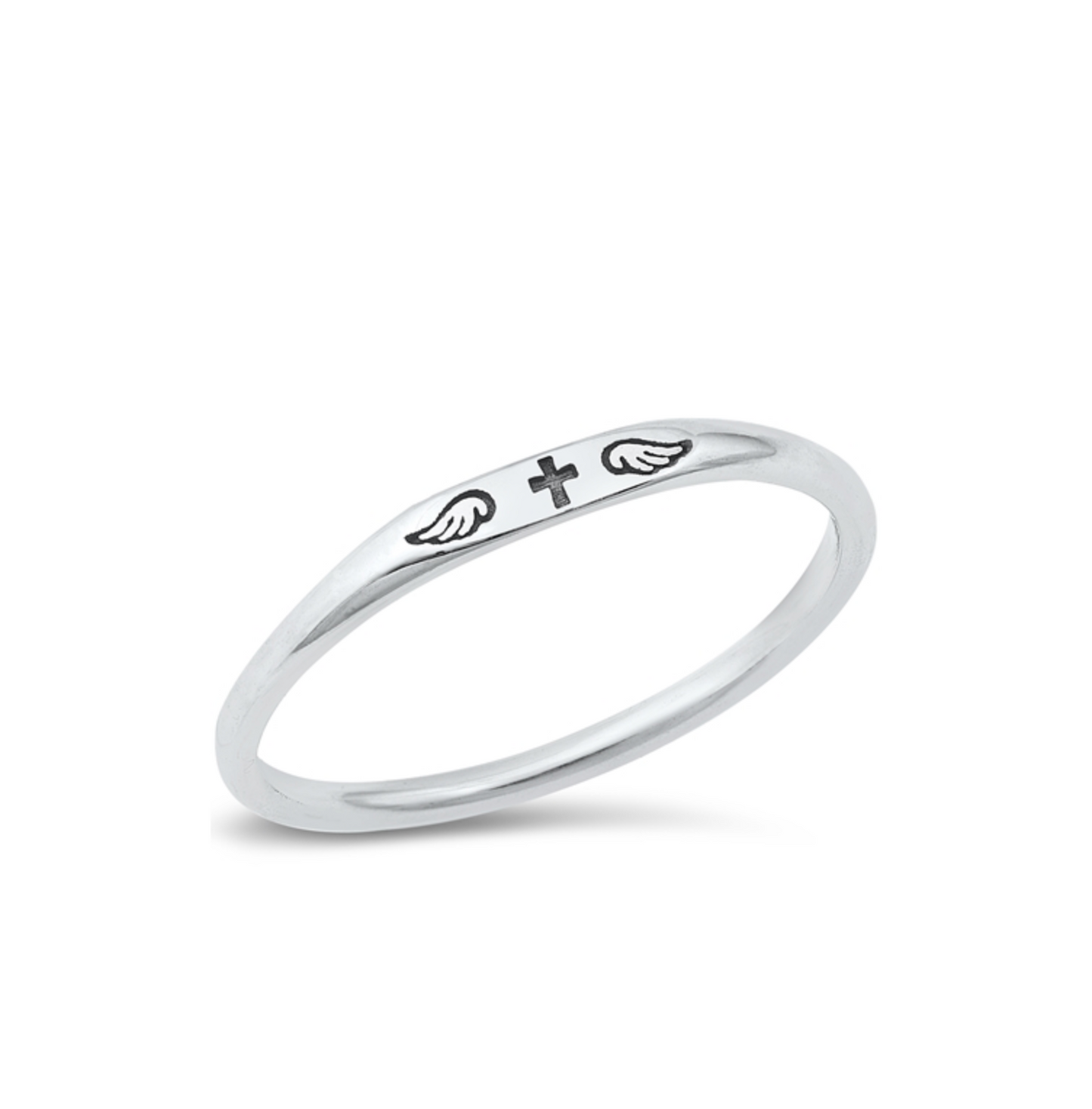 Sterling Silver Dainty Wing Cross Ring