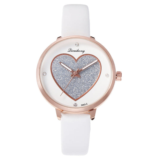 Rose Goldtone Glitter Heart Watch