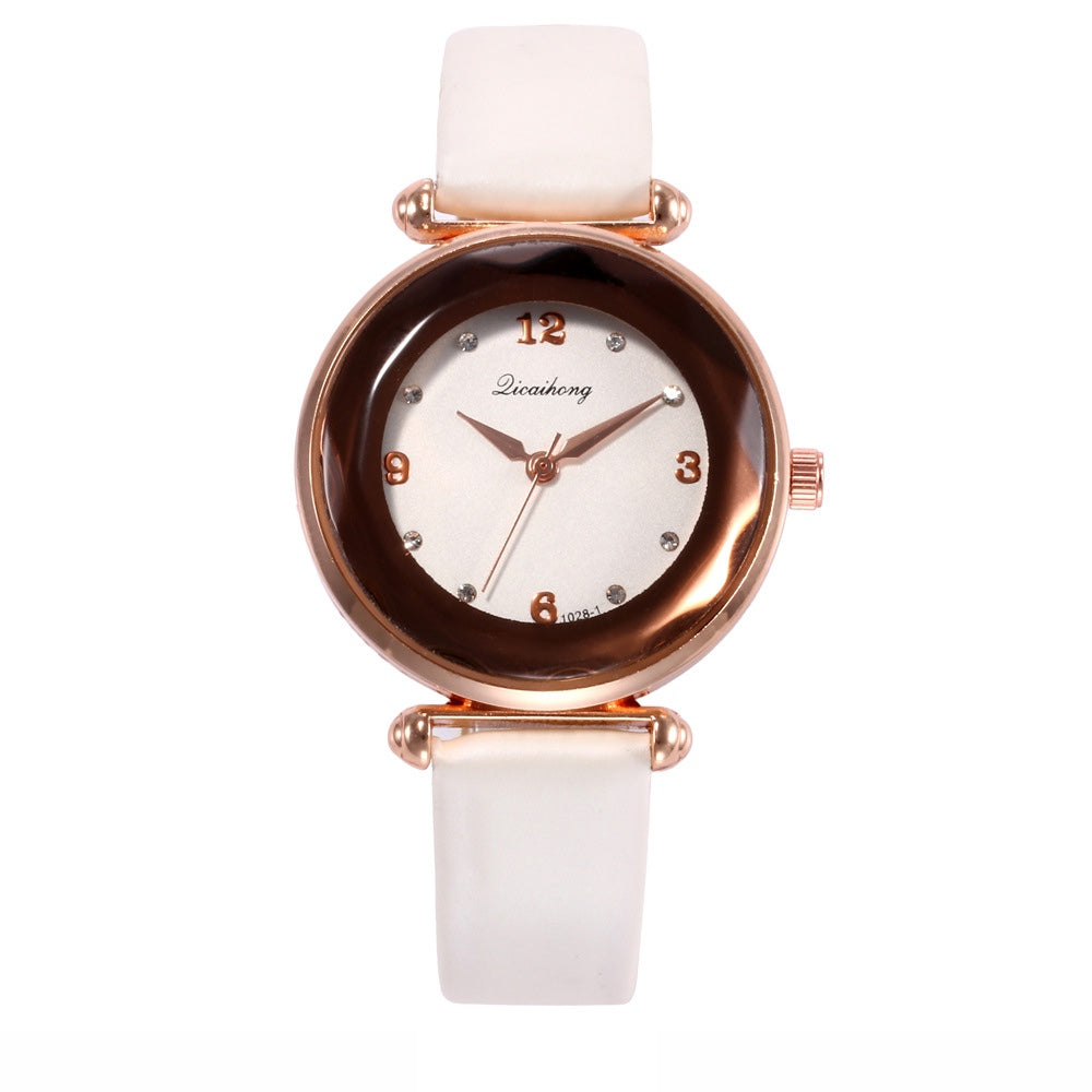 Faceted Bezel Faux Leather Watch