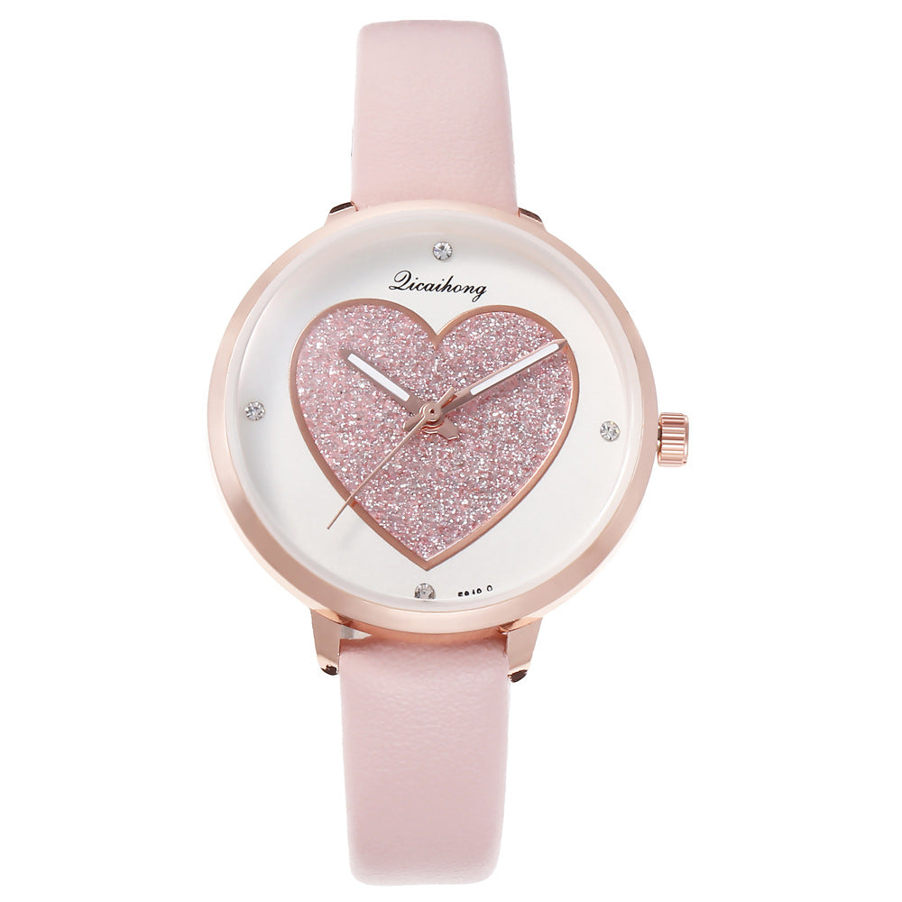 Rose Goldtone Glitter Heart Watch