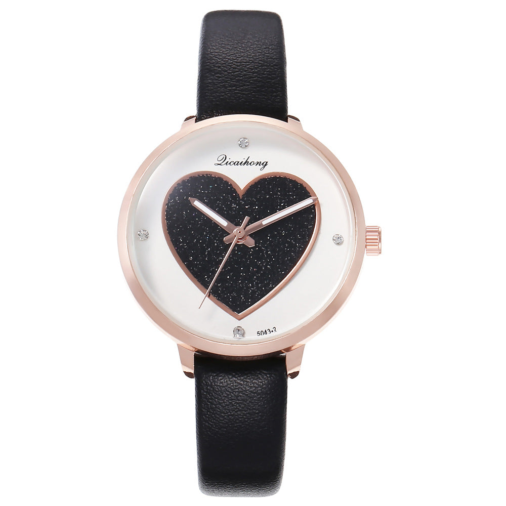 Rose Goldtone Glitter Heart Watch