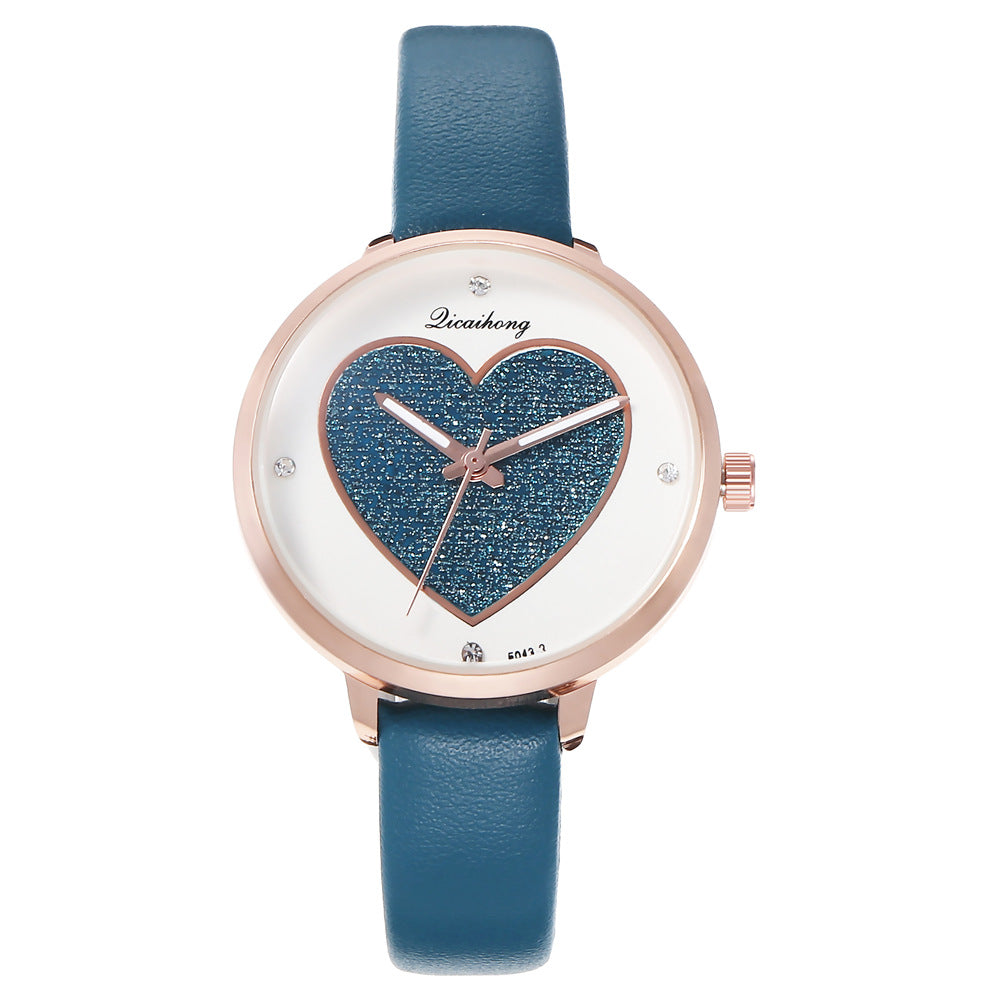 Rose Goldtone Glitter Heart Watch