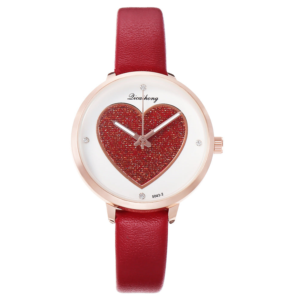 Rose Goldtone Glitter Heart Watch