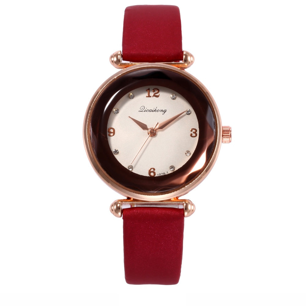 Faceted Bezel Faux Leather Watch