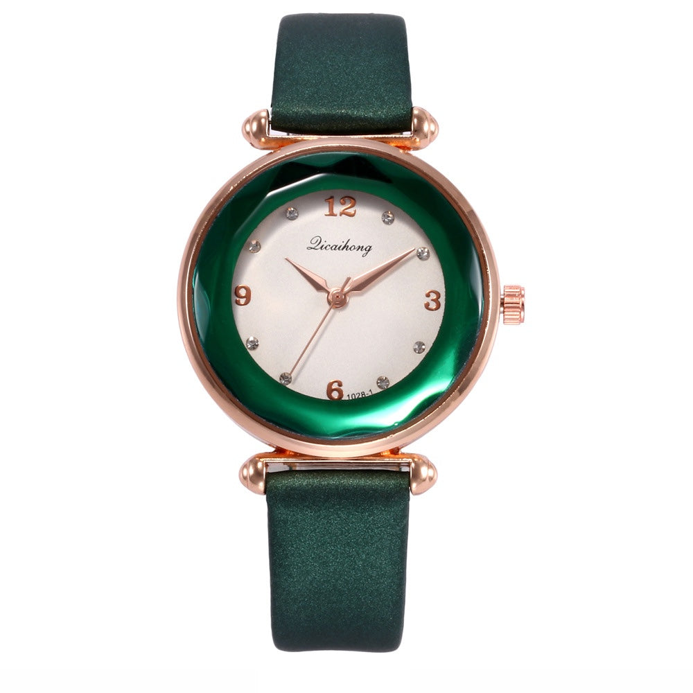 Faceted Bezel Faux Leather Watch