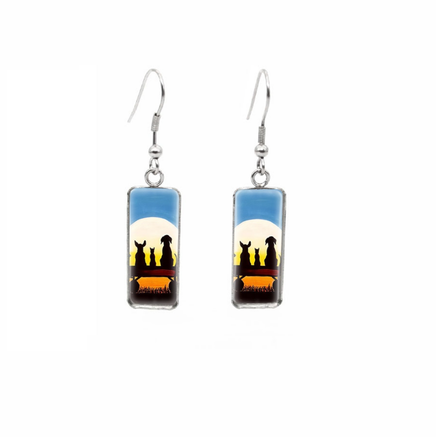 Animal Motif Rectangular Drop Earrings