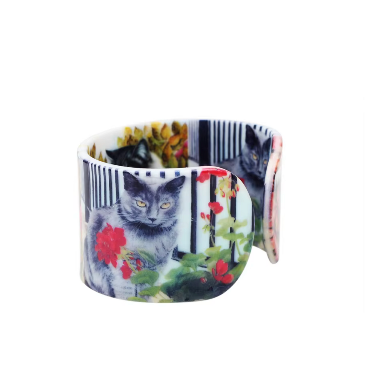 Grey Cat In Flowers Bangle