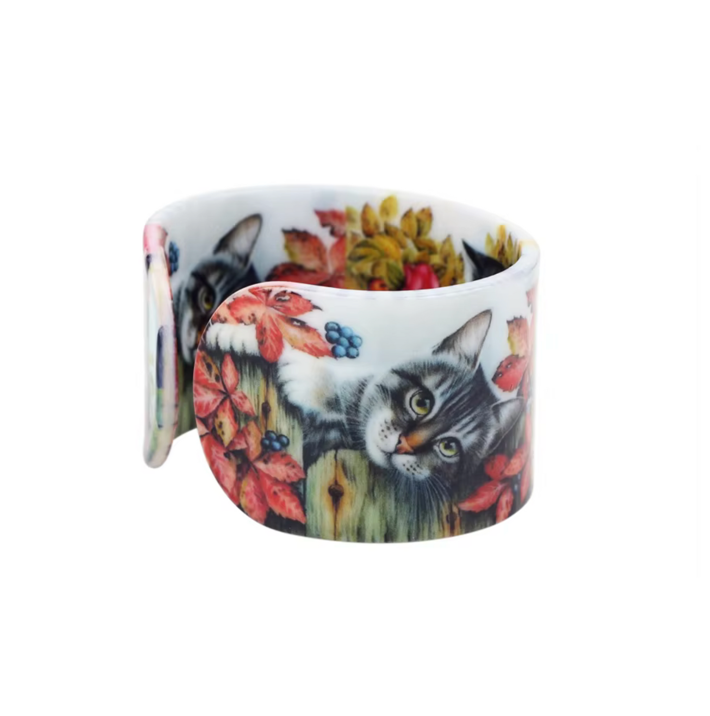 Grey Cat In Flowers Bangle