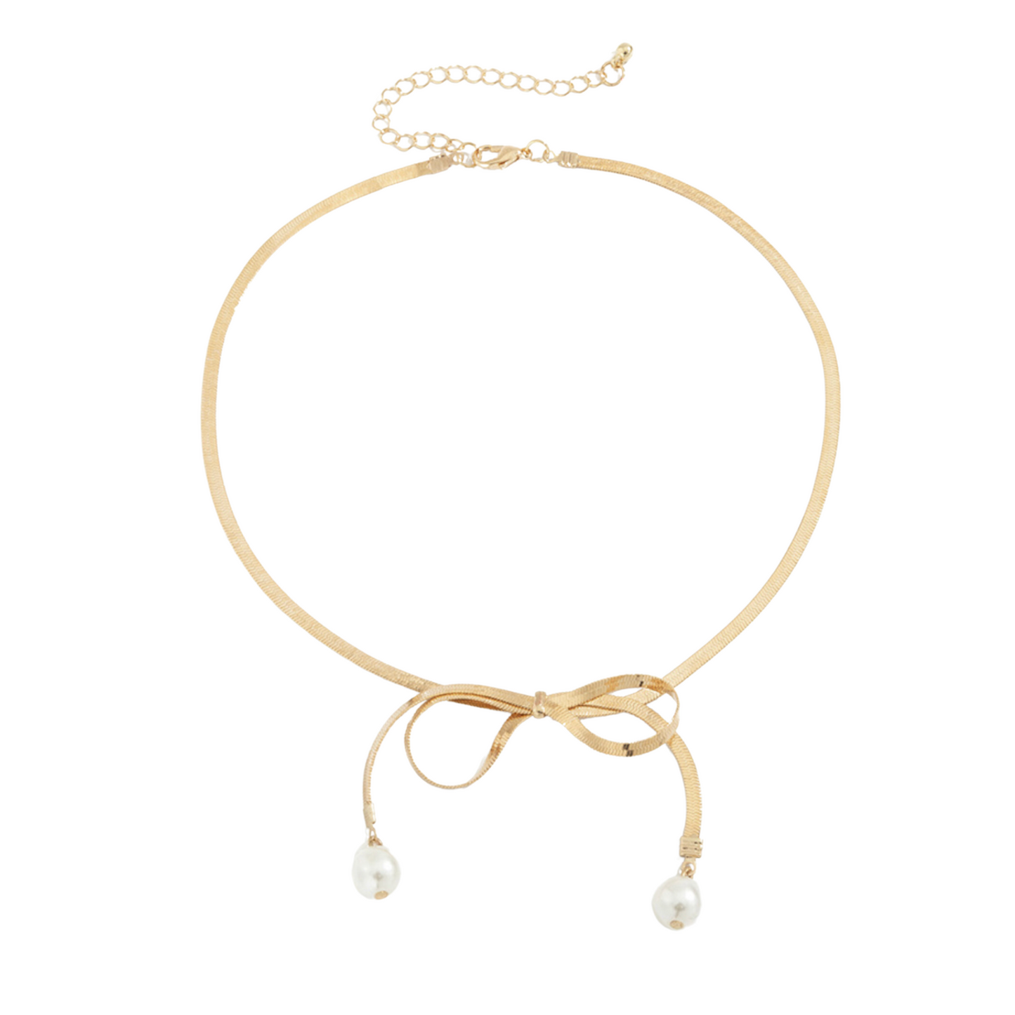 Charming Bow & Imitation Pearl Choker Necklace