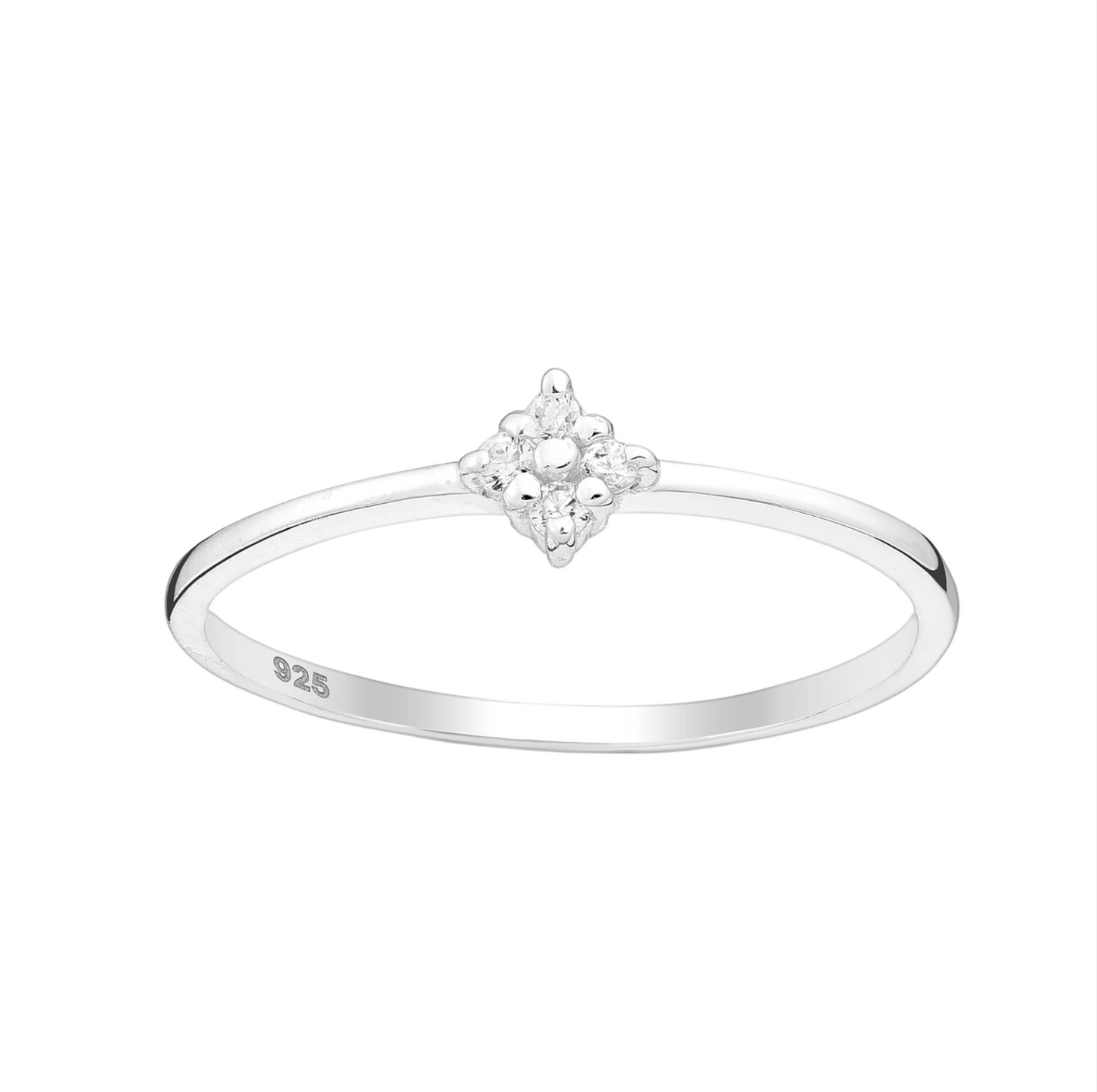 Cubic Zirconia & Sterling Silver Dainty Star Ring