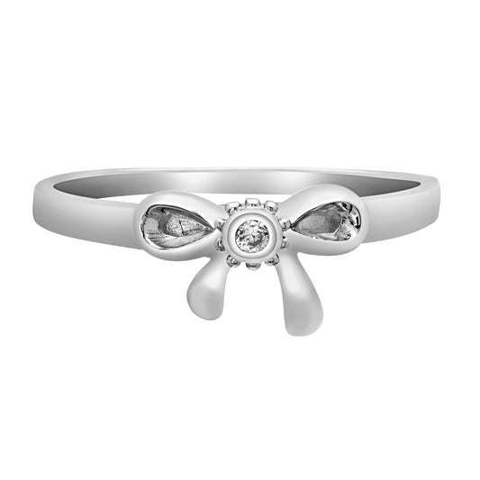 Cubic Zirconia & Sterling Silver Ribbon Bow Ring