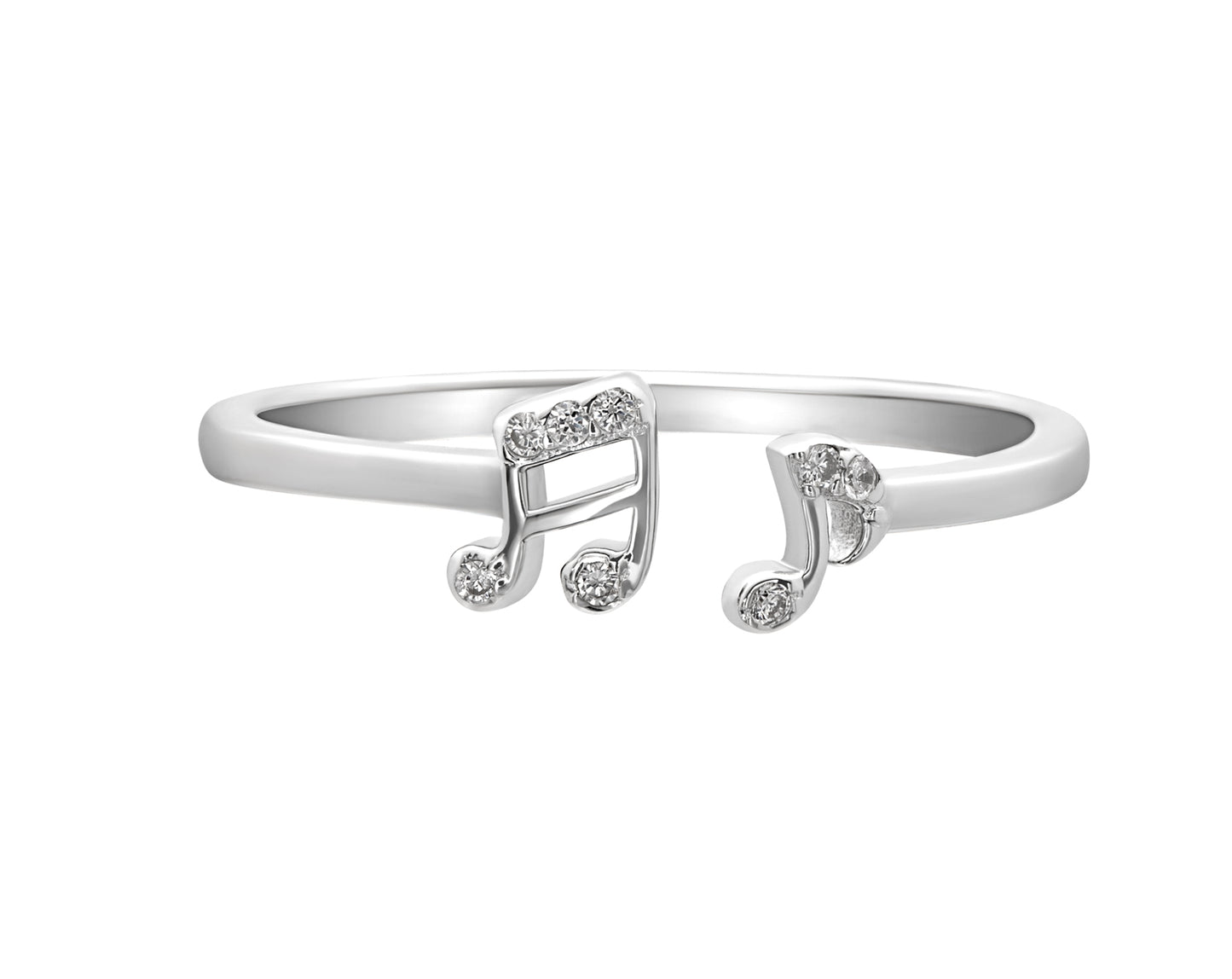 Cubic Zirconia & Sterling Silver Music Note Bypass Ring