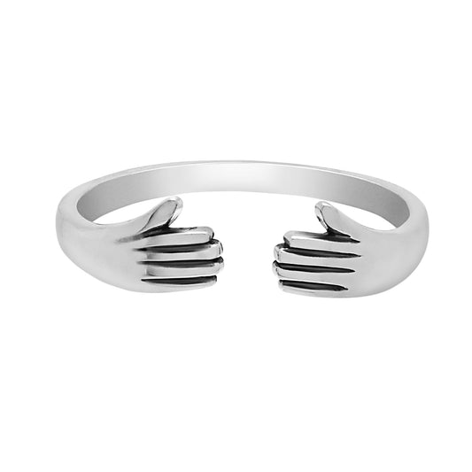 Sterling Silver Hugging Hands Ring