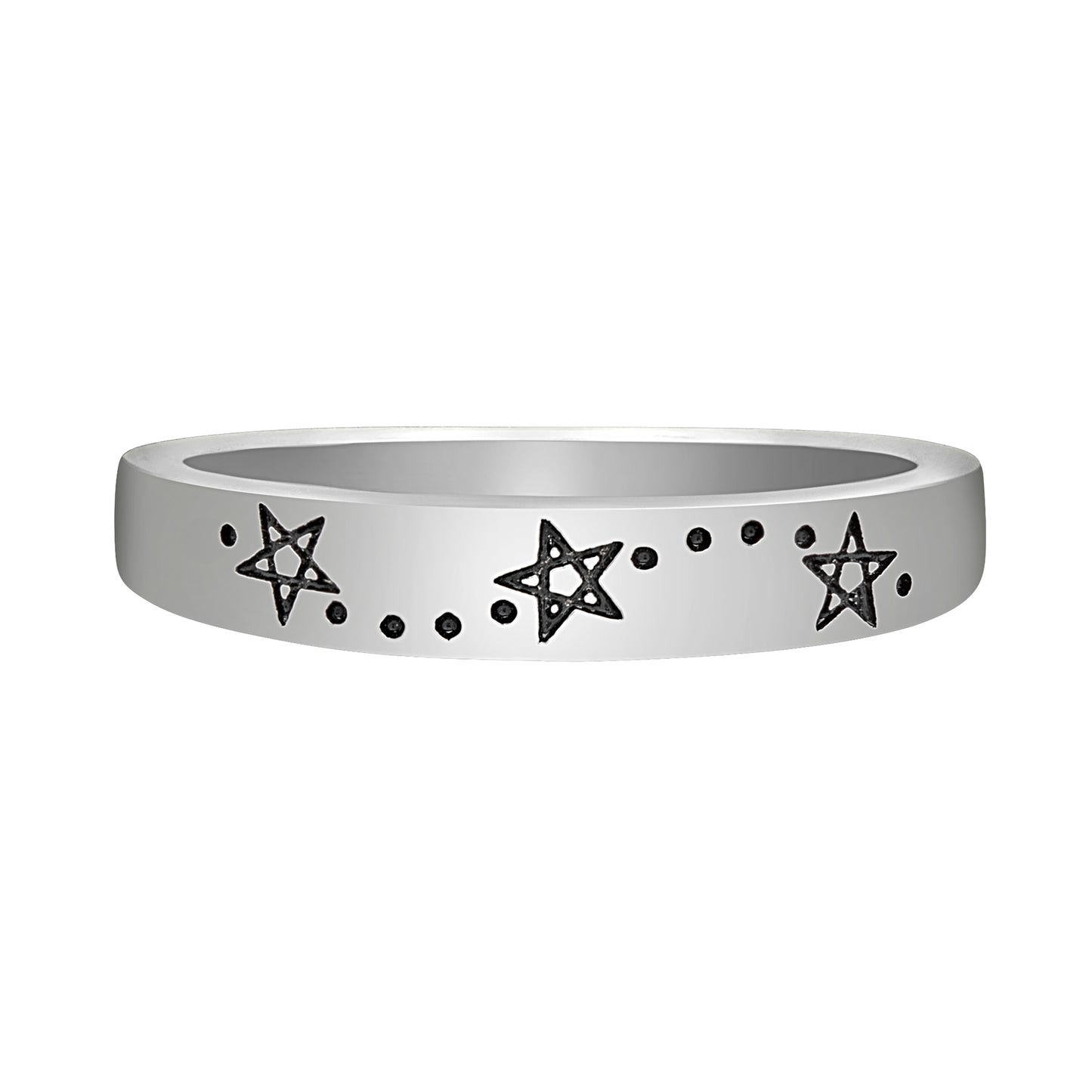 Sterling Silver Star Dots Band Ring