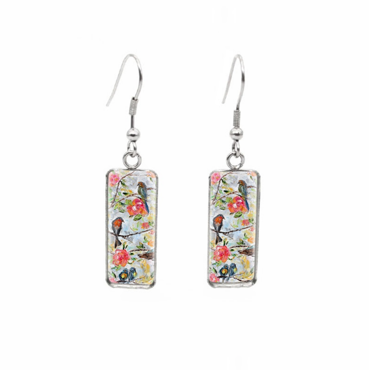 Patterned Rectangular Drop Earrings