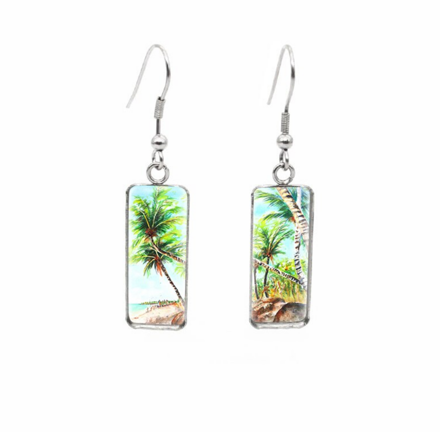 Beach Themed Rectangular Drop Earrings