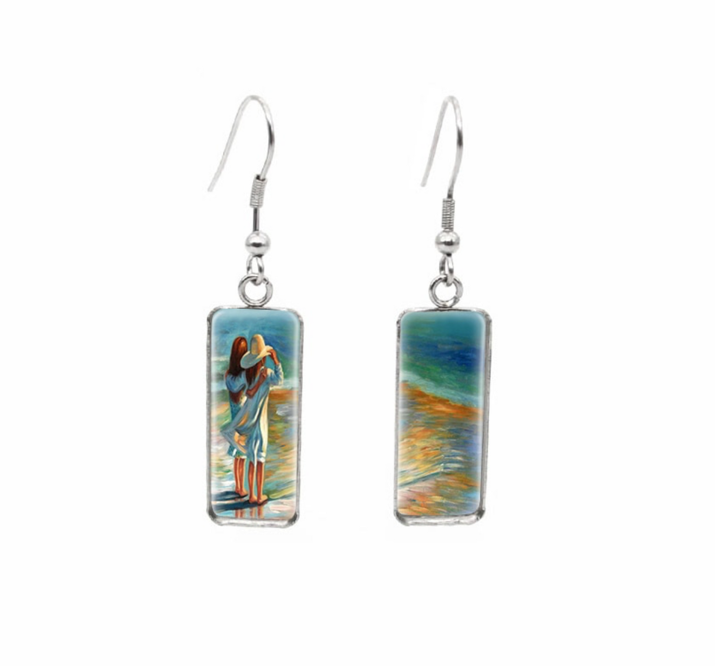 Beach Themed Rectangular Drop Earrings