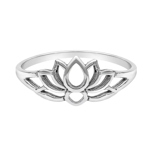 Sterling Silver Openwork Lotus Ring