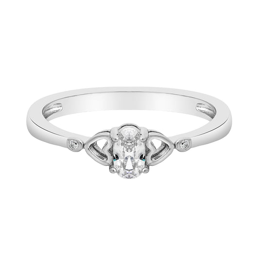 Cubic Zirconia & Sterling Silver Dual Heart Oval-Cut Ring