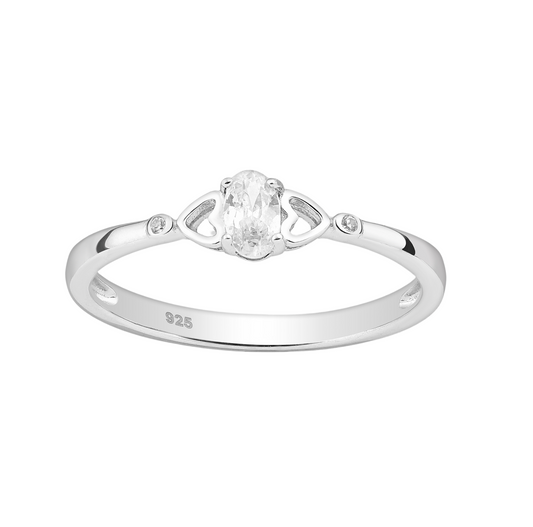Cubic Zirconia & Sterling Silver Dual Heart Oval-Cut Ring