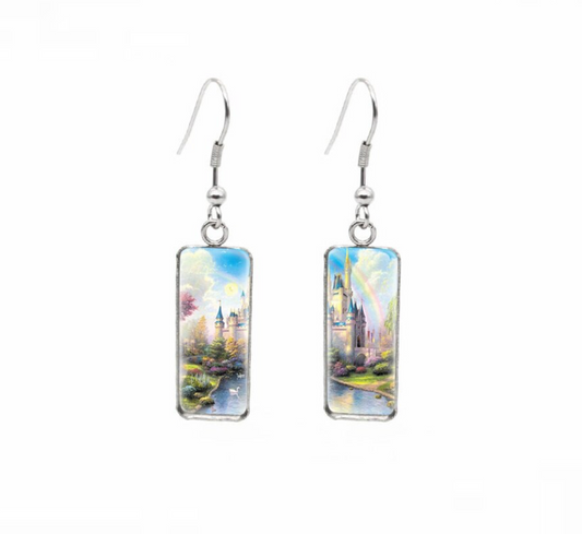 Castle  Rainbow Rectangular Drop Earrings