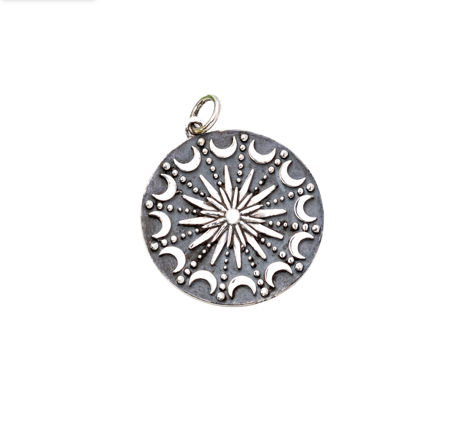 Sterling Silver Circular Lunar Phases Pendant